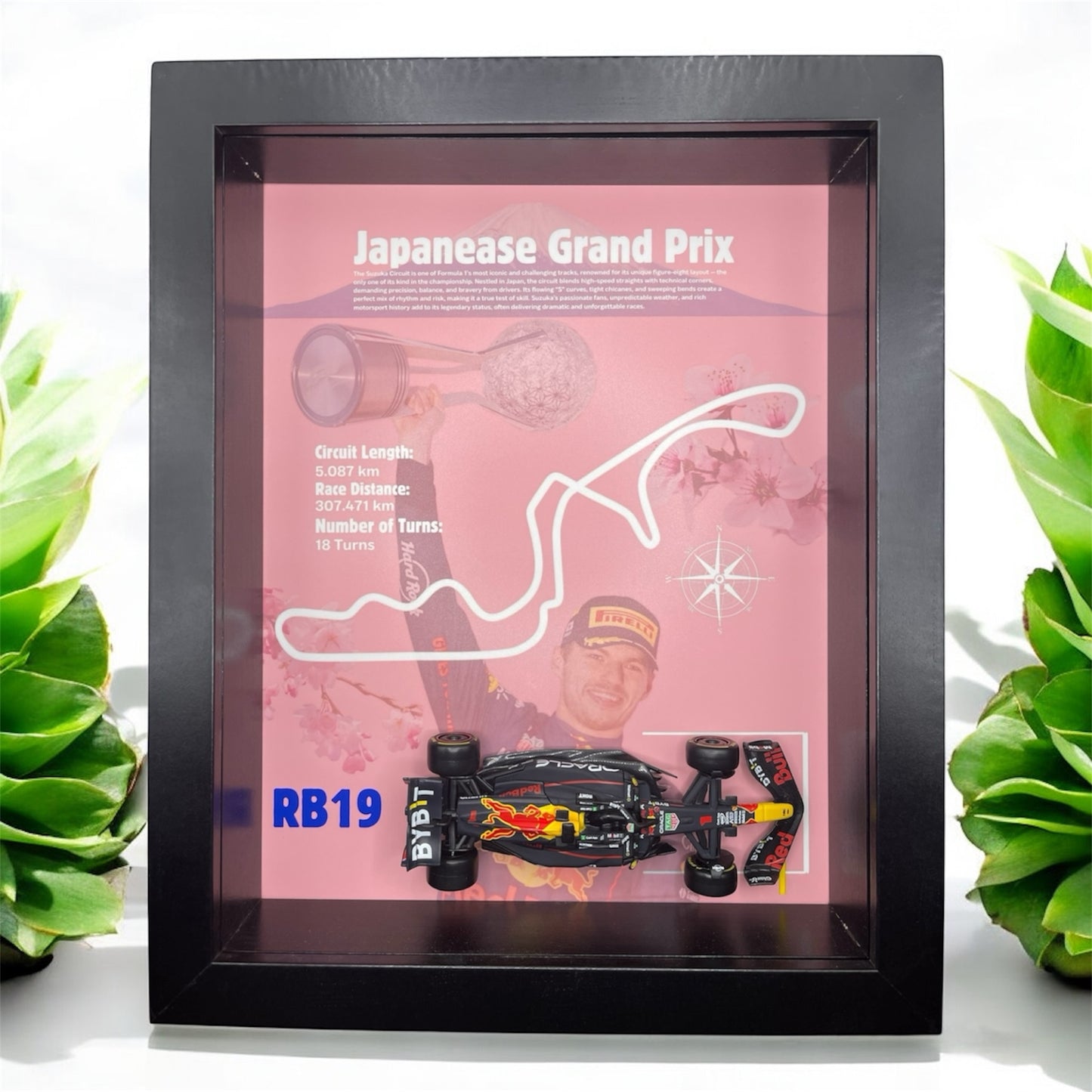 Japanese GP 2023 Shadowbox – 1:43 Max Verstappen RB19 Model with Black Frame