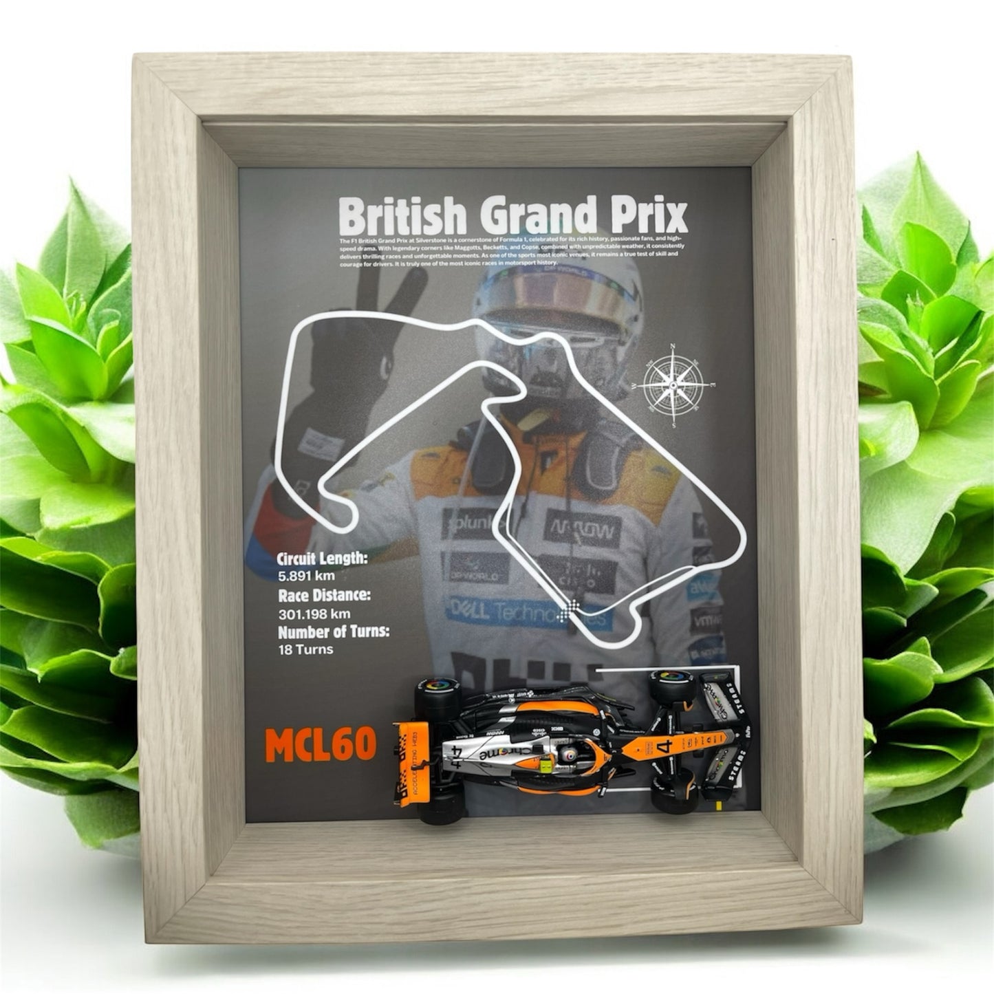 British GP 2023 Shadowbox – 1:43 Lando Norris #4 Model with White Frame