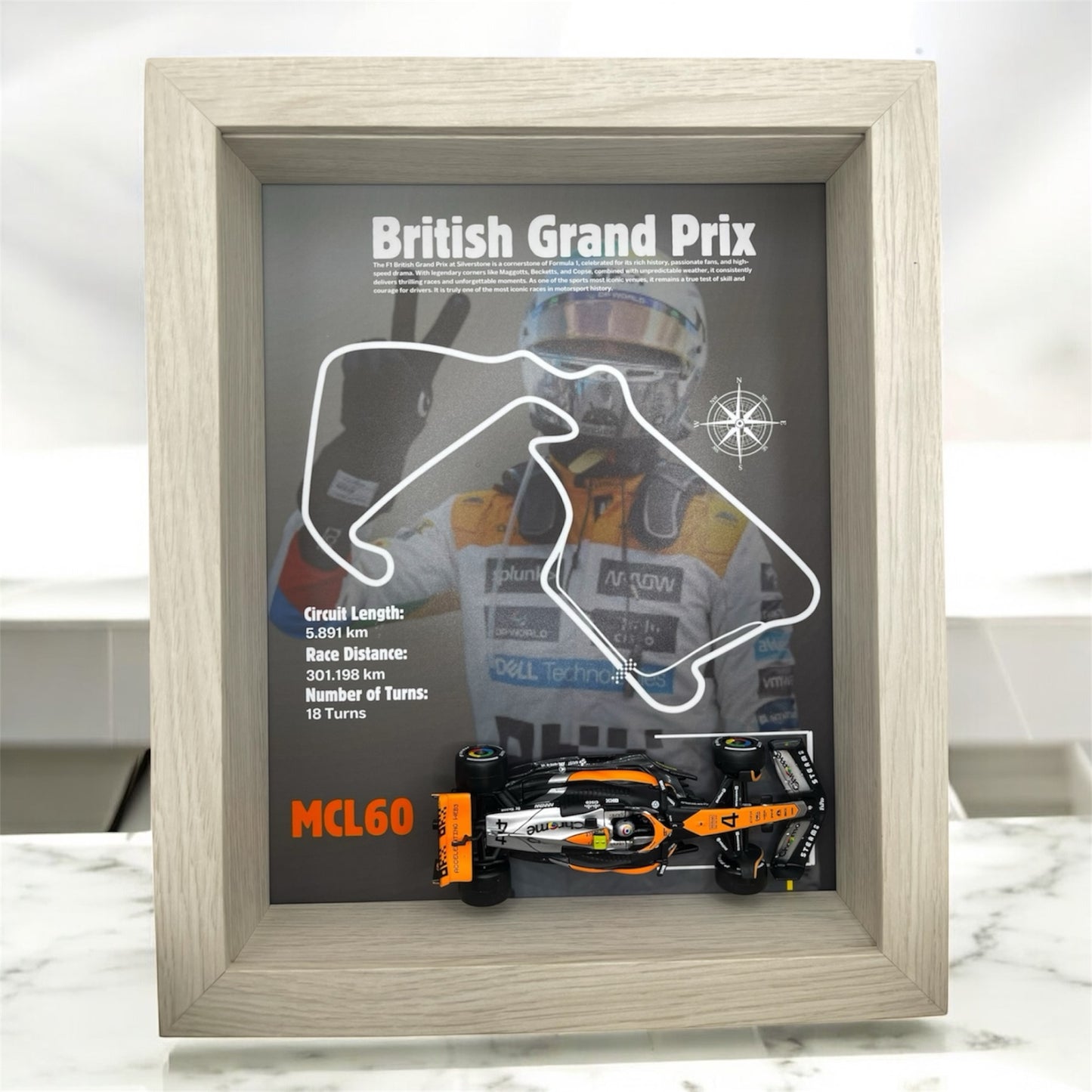British GP 2023 Shadowbox – 1:43 Lando Norris #4 Model with White Frame