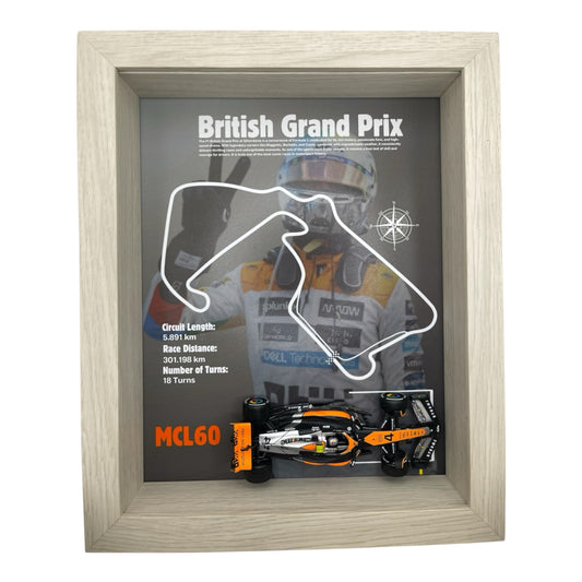 British GP 2023 Shadowbox – 1:43 Lando Norris #4 Model with White Frame
